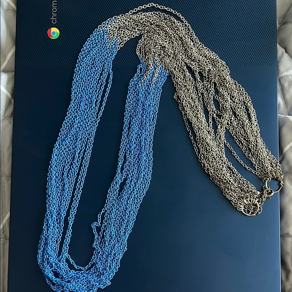 Elegant Blue and Silver Multi-Strand Necklace